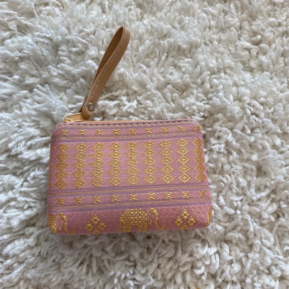 Women's Pink Zipper Card Holder/Coin Purse. Card Holder. O/S. Pastel. Gifts.